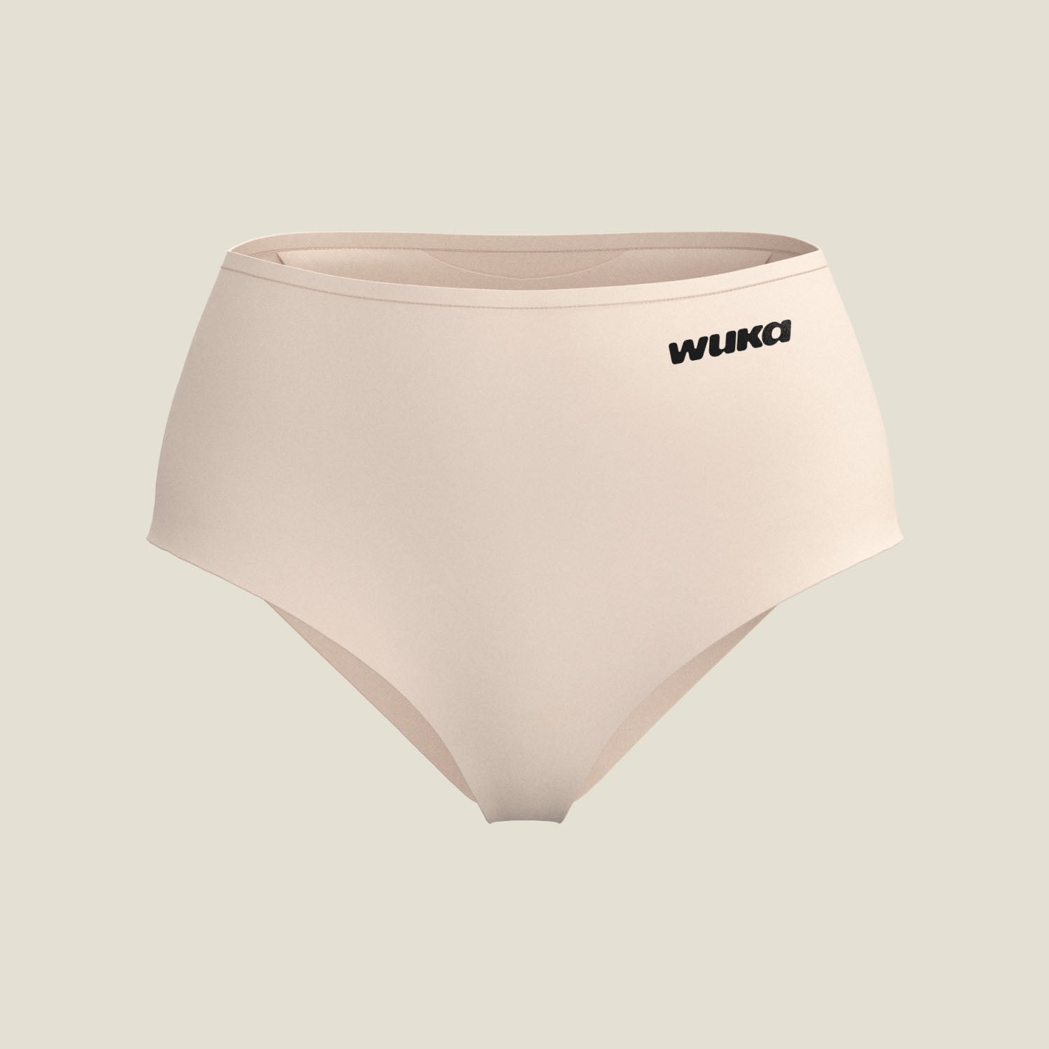 Product image of WUKA Stretch Seamless High Waist Period Underwear in Light Nude for heavy flow, laid flat on neutral background.