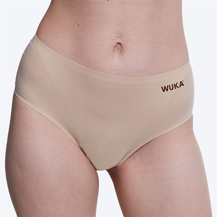 WUKA Stretch Nahtloser Panty für Mittelstarke Tage – Hautfarben + Beutel