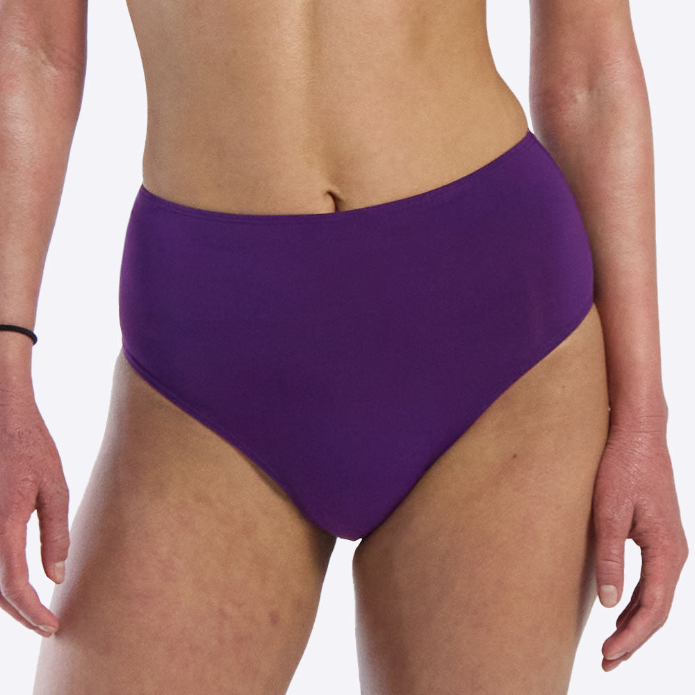 New WUKA leak-proof period high waist swimwear in Purple - front view - Light/Medium flow