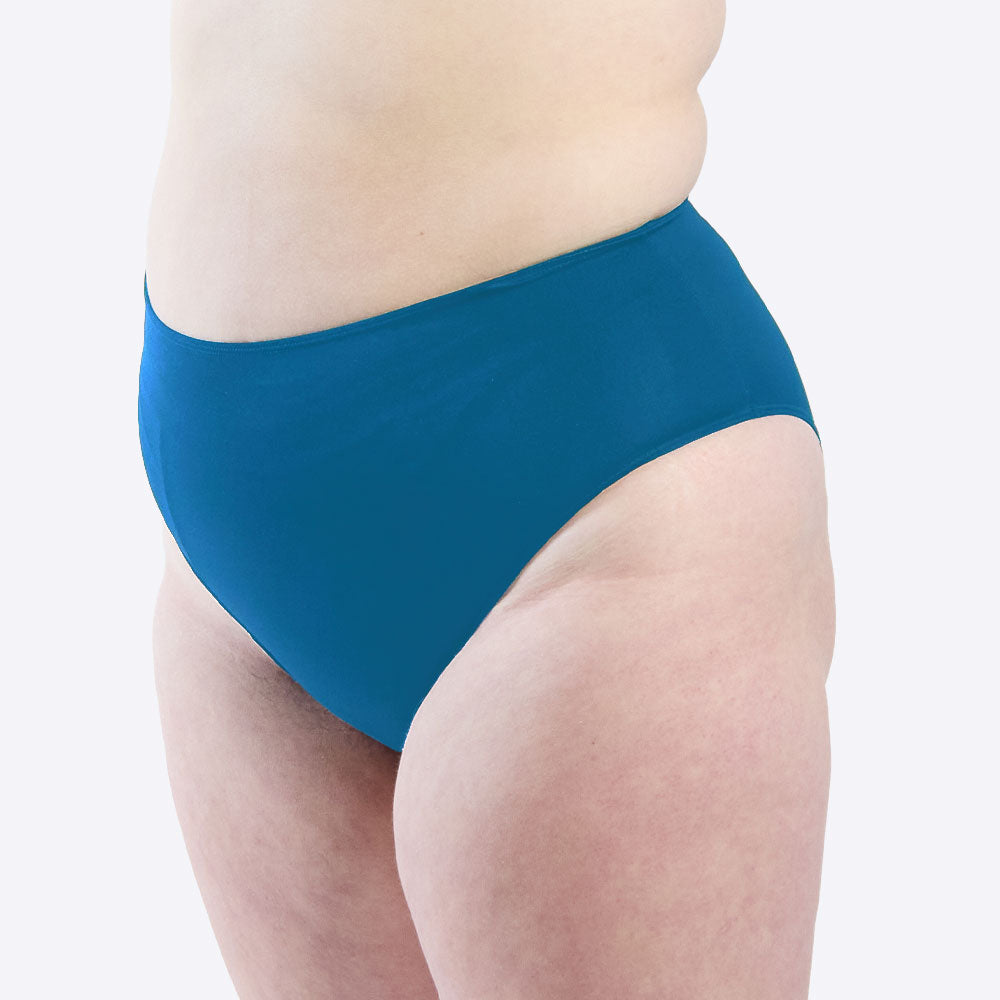 New WUKA leak-proof period high waist swimwear in Blue - side view - Light/Medium flow